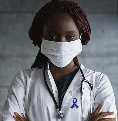 Blue Ribbon Colon Cancer Awareness Enamel lapel Pins Public Charitable Fundraising Souvenir Badge Bulk