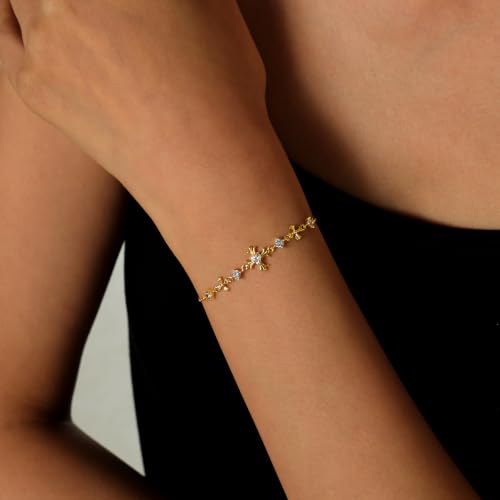 Cicy Bell Cross Bracelets For Women 24k Gold Plated Cubic Zirconia Bracelet - color: Gold-B