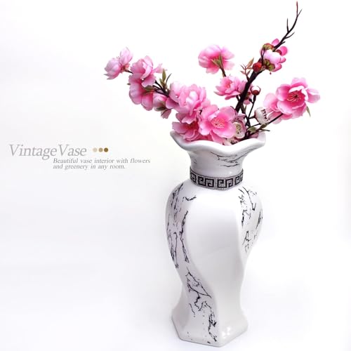 White Ceramic Flower Vase, 12-Inch Modern Decorative Vase - style: 30cm white