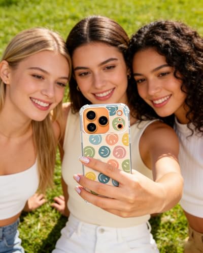 Cute Colorful Smile Face Phone Case Compatible with iPhone 17 Pro, Happy Face Phone Cover for iPhone 17 Pro - color: Colorful Smile Face