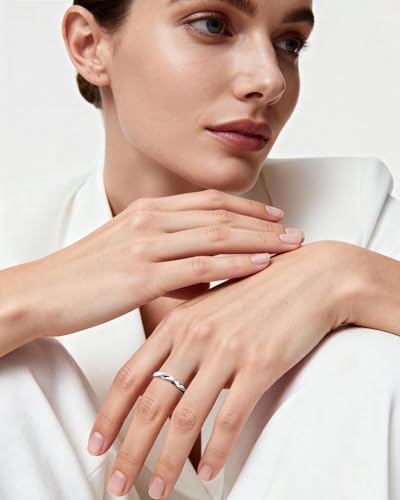 Twist Rings for Women - Adjustable 925 Sterling Silver Open Ring, Unique Stackable Fashion Statement Jewelry with Spiral Design