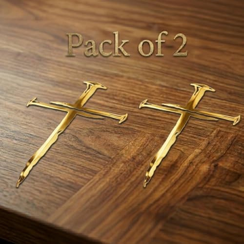 Cross of Nails Sticker - Vinyl Christian Sign Decal, Pack of 2, 6'' (Gold) - color: Gold