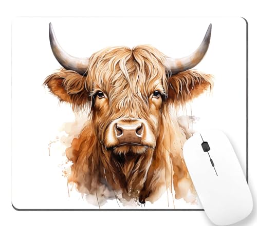 TSSOHU Mouse Pad Custom Design,Watercolour Painting of a Cute Highland Cow Head Anti-Slip Rubber Mousepad for Gaming Office Laptop Computer PC Men Women, Cute Custom Pattern, 9.5*7.9 Inch, WMJMP2435 - color: WMJ135