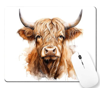 TSSOHU Mouse Pad Custom Design,Watercolour Painting of a Cute Highland Cow Head Anti-Slip Rubber Mousepad for Gaming Office Laptop Computer PC Men Women, Cute Custom Pattern, 9.5*7.9 Inch, WMJMP2435 - color: WMJ135