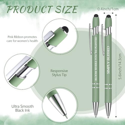 Zonon 12 Pcs Inspirational Pens, Motivational Ballpoint Pen Gifts for Women - color: Morandi, style: Bible Style