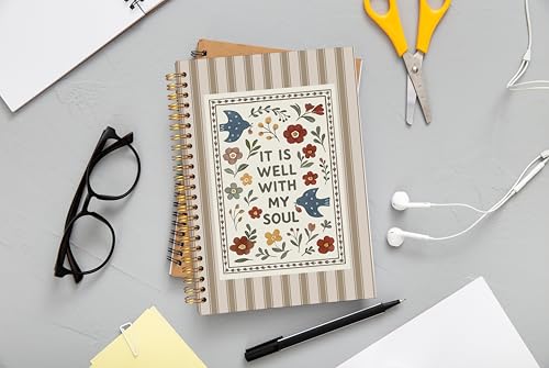Ecezatik Christian Floral Bird Notebook Journal, It Is Well with My Soul Bible Notebook for Note Taking, Christian Gifts for Women, Religious Spiral Journal 5.5x8.3 Inch - color: 34-Christian-notebook