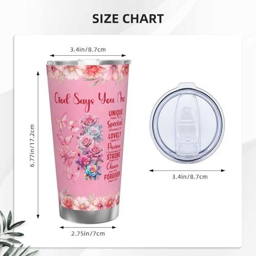 nspirational Gifts for Women Gods Say You Are Tumbler 20oz Stainless Steel Insulated Coffee Travel Cup Mug Motivational Christian Gift for Women Birthday Christmas - color: Straw Three-piece Set 4