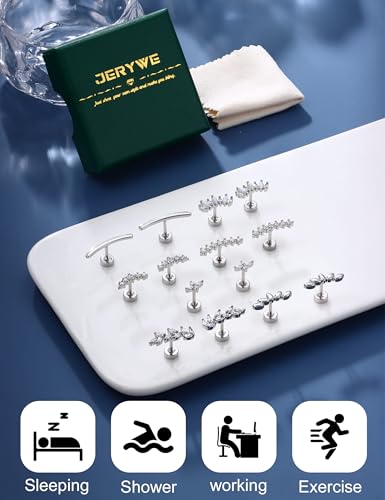 JeryWe Cartilage Earrings for Women Hypoallergenic Helix Piercing Jewelry - color: H:simple-silver filled