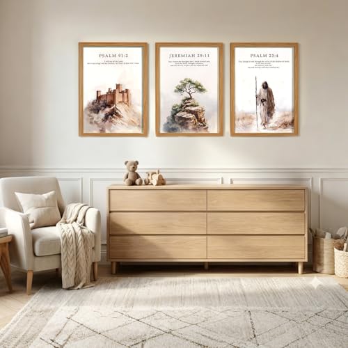 HCJWCXD 3Pcs Framed Christian Wall Art Bible Verse Canvas Prints 12x16Inch - color: Bible Verses Wood Framed, size: 12x16 Inches