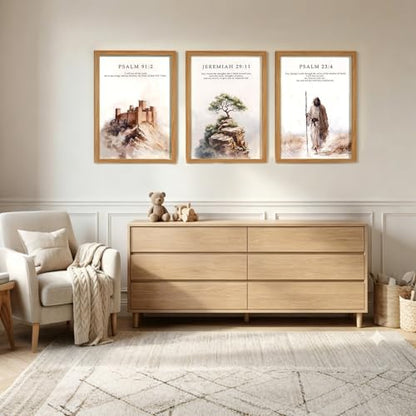HCJWCXD 3Pcs Framed Christian Wall Art Bible Verse Canvas Prints 12x16Inch - color: Bible Verses Wood Framed, size: 12x16 Inches