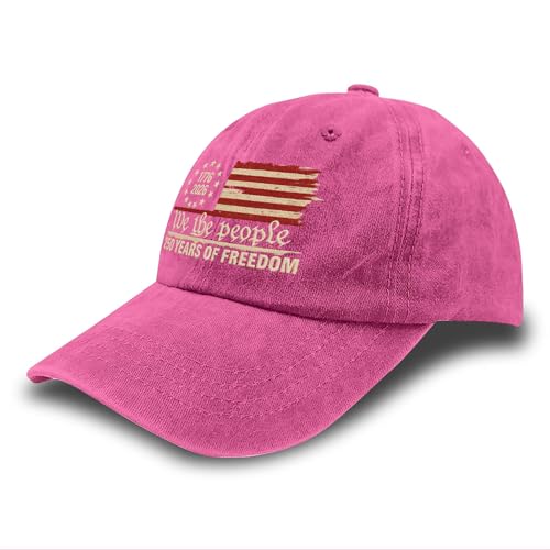 U.S. 250th Anniversary 250 Years Freedoms 1776-2026 Baseball Hats Funny - color: Rose Red Color