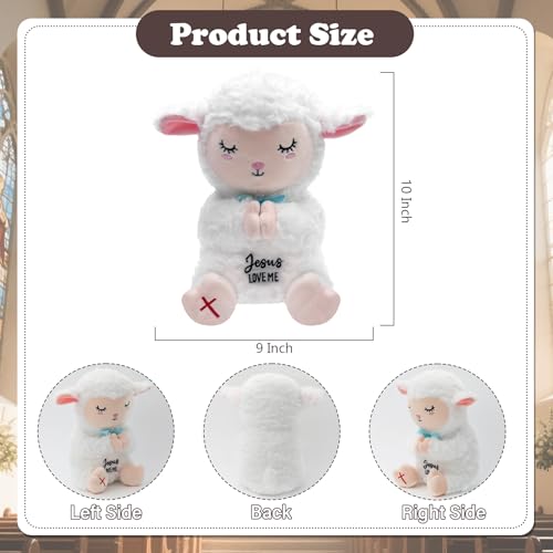 Jesus Plush Lamb Stuffed Animal - Sheep Plush Jesus Loves Me You Baptism Gifts for Boys Girl Soft Christian Baby Toys Prayer Doll for Sunday School Gifts 10 Inch - style: Jesus Lamb Plush