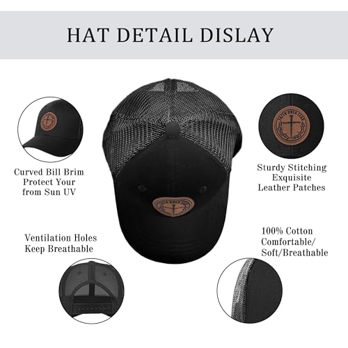 Christian Hats for Men & WomenJesus Cross HatChristianReligious GiftsforVarious Festivals&BirthdaysFaith Baseball/Trucker Cap - color: Black Round Three Nails