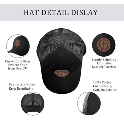 Christian Hats for Men & WomenJesus Cross HatChristianReligious GiftsforVarious Festivals&BirthdaysFaith Baseball/Trucker Cap - color: Black Round Three Nails