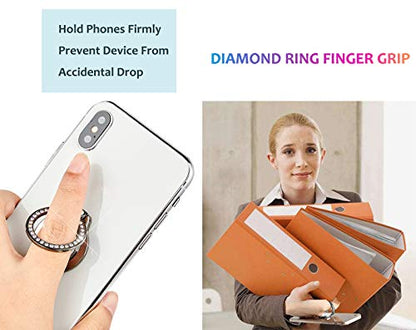 Glitter Bling Bling Phone Ring Holder,Sparkle Phone Ring Artificial Diamond Kickstand,Rhinestone Cell Phone Finger Ring Grip for Women for Almost All Phones,Pad(Black) - color: Black