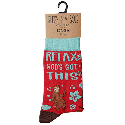 Kerusso Adult Socks, Christian Fun Socks, Novelty Socks, Cotton Blend Sock, One Size Fits Most - color: Red, Blue, and Brown