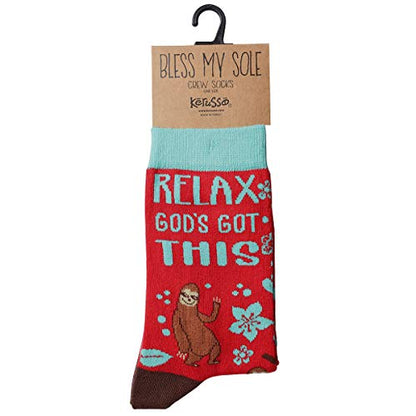 Kerusso Adult Socks, Christian Fun Socks, Novelty Socks, Cotton Blend Sock, One Size Fits Most - color: Red, Blue, and Brown