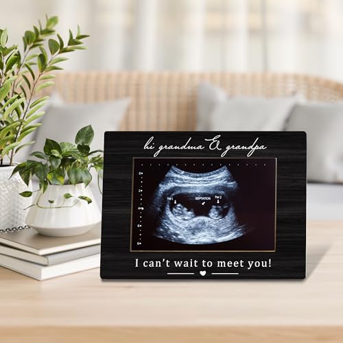 Grandparents Picture Frame, Grandparents Baby Announcement, Pregnancy Announcement for Grandparent, Ultrasound Picture Frames 4x6, Baby Sonogram Wooden Photo Picture Frames - color: meet