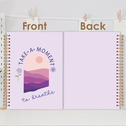 FDHSPAAM Purple Mental Health Spiral Journal Notebook 5.5x8.3in, Take A Moment to Breathe Inspirational Notebooks for Note Taking, Therapy Office Must Haves, Hardcover Notebook Journal - color: Boho-Purple