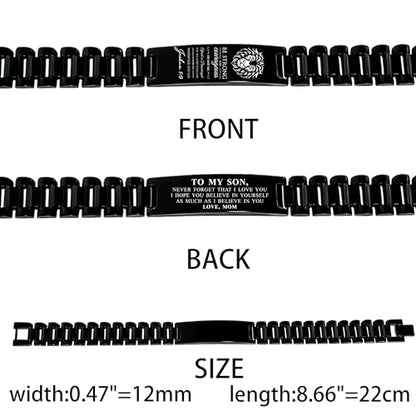 Bible Verse Bracelets Inspirational Christian Wristbands Graduation Gifts to Son Men Dad Father Husband Boyfriend Encouragement Jewelry Adjustable Stainless Steel Bracelet - style: JOSHUA 1:9(TO SON FROM MOM)