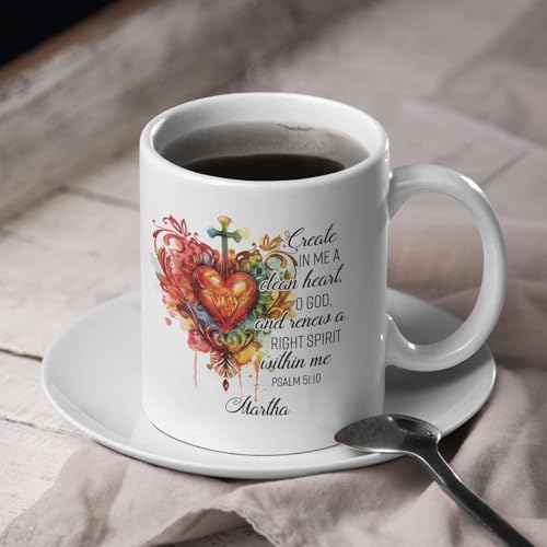 Colorful Heart And Cross Design Cup, Custom Name Inspiring Christian Mug, Personalized Religious Cup 11oz 15oz, Gift For Family Member, Customized Christian Bible Verse Coffee Mug - color: HOA-624-2168-RIGHT SPIRIT WITHIN ME MUG