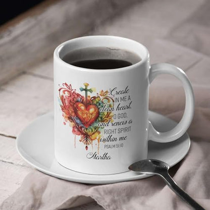 Colorful Heart And Cross Design Cup, Custom Name Inspiring Christian Mug, Personalized Religious Cup 11oz 15oz, Gift For Family Member, Customized Christian Bible Verse Coffee Mug - color: HOA-624-2168-RIGHT SPIRIT WITHIN ME MUG
