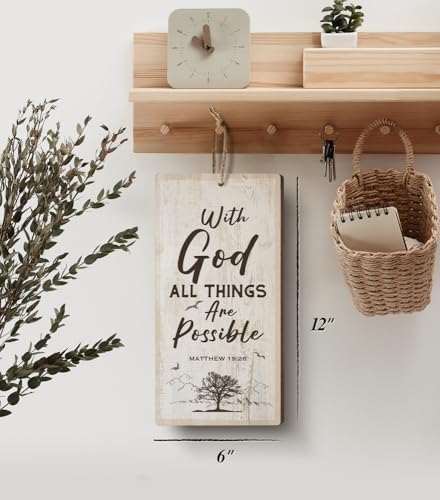 YZEXEZY Inspirational Religious Decor-With God All Things Are Possible Sign12"x6" Bible Verse MATTEW 19:26 Christian Wall Art Gifts - style: With God