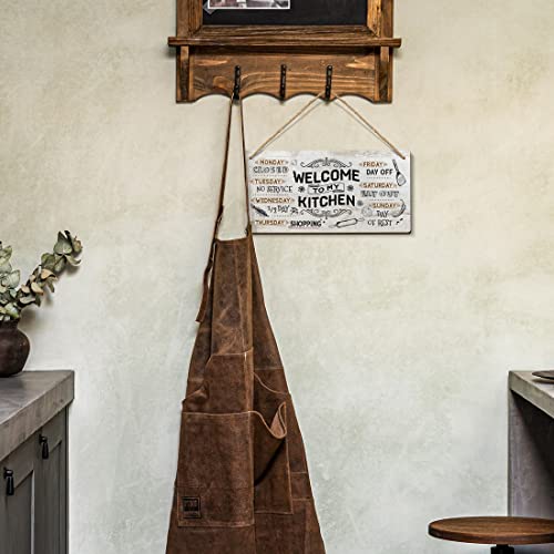 Heuhuww Welcome to My Kitchen Wood Sign 6x12 Inch Funny Kitchen Quote Wall Art for Home Bar,Gifts for Women Mom - color: Apricot 2