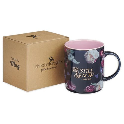 Christian Art Gifts Large Ceramic Scripture Coffee Mug for Women - color: Multicolor/Be Still