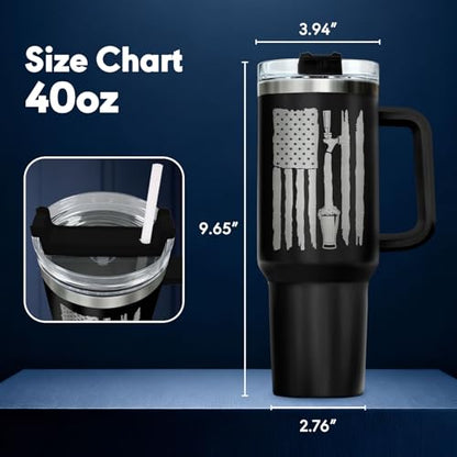 34HD Dad Skeleton Surviving Fatherhood 40 oz Tumbler with Handle, Dad Gift - color: Surviving Fatherhood