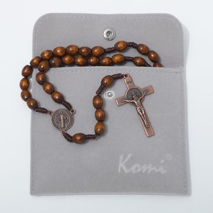 KOMI Handmade Wooden Catholic Rosaries, Rosary Beads Necklace Wood Christian Prayer Beads Catholic Christian Gift - style: Rosary#1