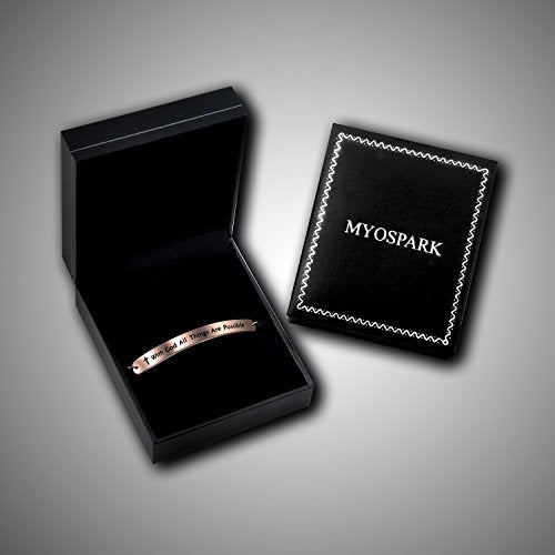 MYOSPARK Religious Jewelry Matthew 19:26 "with God All Things are Possible Cuff Bracelet - color: Rose gold