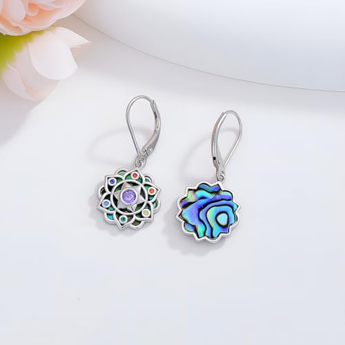 Mountain Mustard Seed Earrings for Women 925 Sterling Silver Lotus/Cross Dangle Drop Earring Christian Jewelry Outdoor Birthday Graduation Gifts - style: Chakra Lotus