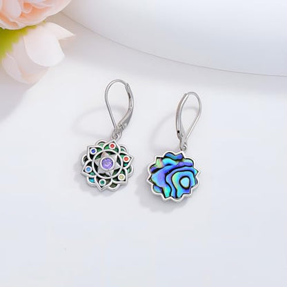 Mountain Mustard Seed Earrings for Women 925 Sterling Silver Lotus/Cross Dangle Drop Earring Christian Jewelry Outdoor Birthday Graduation Gifts - style: Chakra Lotus
