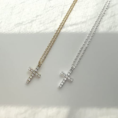 LULII Cross Necklace for Women Dainty 14K Gold Silver Plated Small Cross Pendant Choker Simple Cute Cross Gold Necklace for Women Trendy Faith Jewelry Gift - color: CZ Cross-Gold