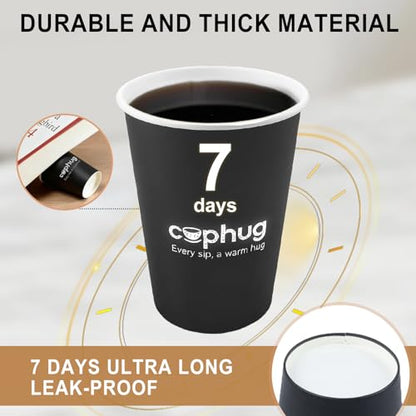 8oz Disposable Paper Coffee Cups, 300 Pack Small Hot Drink Cups for Beverage & Catering - color: Black, size: 8oz-300Pack
