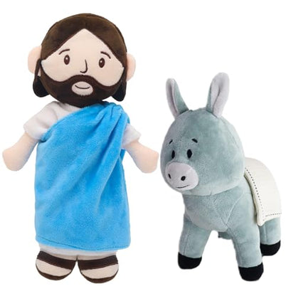 Yelakey Jesus and Donkey Plush Toys, 11.8" Stuffed Religious Toys for Kids - color: 11.8inch/Jesus Rides a Donkey