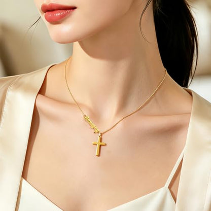 Faith Gold Cross Necklace for Women Christian Religiou Confirmation Jewelry - color: Amazing Gold