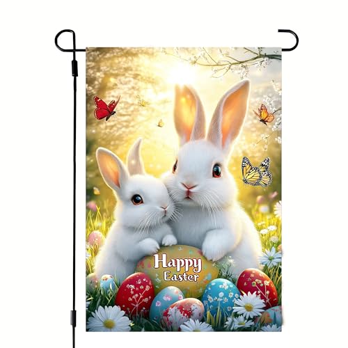 Happy Easter Garden Flag Bunny Decor 12x18 Double Sided Outside - color: Easter 12x18 Inch, size: 12x18 Inches
