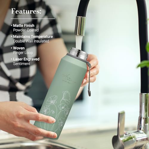 Christian Art Gifts Stainless Steel Insulated Double Wall Vacuum Spill-proof Water Bottle for Women: His Mercy Never Fails - Encouraging Drinkware for Hot/Cold All Day Temp, Teal Floral, 24 fl. oz. - color: His Mercy/Teal