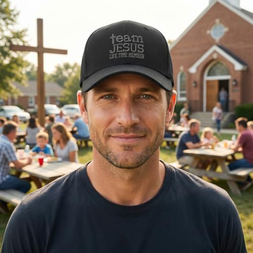 Custom Baseball Cap Team Jesus Life Time Member Christian God - color: Black Design Only