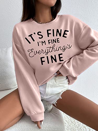 Oversized Sweatshirt for Women Funny Saying Sweatshirts Casual Graphic Pullover Fall Fashion Long Sleeve Shirt - color: Pink, size: Medium