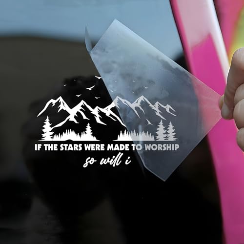 If The Stars were Made to Worship Car Decal Funny Mountain Christian Religious Bible Humor Car Window Accessories Affirmations Vinyl Waterproof 6 Inches Bumper Sticker Gift for Friend Mom Dad - style: Made to Worship