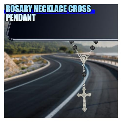 ZIMISI 2PCS Car Rosary for Rearview Mirror (Black) - color: Black