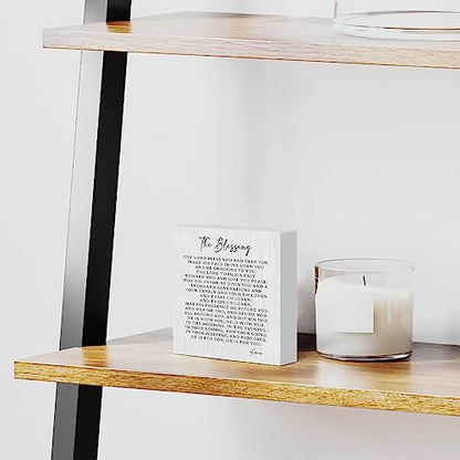 the Blessing Wooden Box Sign Decorative Christian Song Lyrics Scripture Art Wood Box Sign Home Decor Rustic Square Desk Decor Sign for Shelf 5 x 5 Inches