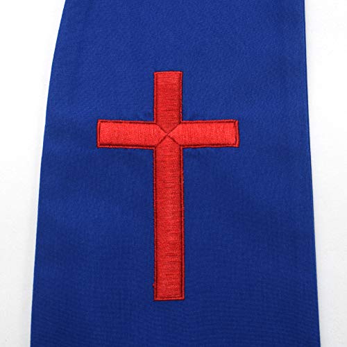 BLESSUME Church Clergy Pastor Cross Embroidered Stole - color: Blue 1