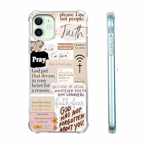 Christian Quotes Aesthetic Vintage Jesus Bible Verse Collage Pattern,Soft TPU Bumper Case for iPhone 12/12 Pro,#4 - color: Bible 4, size: iPhone 12/12 Pro