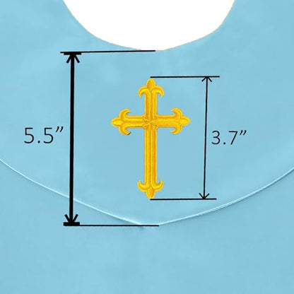 GradPlaza Unisex V Shape Church Choir Stole with Gold or White Embroidery Cross for Adults Church - color: Sky Blue, style: Gpld Cross