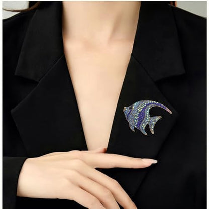 Brooch Pins For Women Fashion Elegant Brooches Lapel Badges Coat Sweater Scarves Shawl Dress Accessory Wedding Party Prom Jewelry - color: Blue - Fish Brooch
