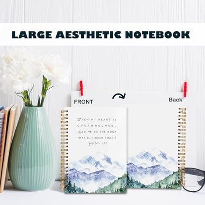 BearCake Christian Notebook Journal, Prayer Journal for Women, Lead Me To the Rock That is Higher Than I Bible Notebooks for Note Taking, Watercolor Mountain Hardcover Spiral Notebook 5.5x8.3 - color: Bible-my heart